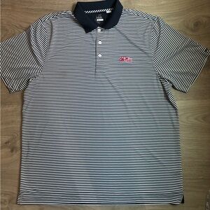 Ole Miss Cutter & Buck Men's Navy & White Striped Polo Shirt Size XL